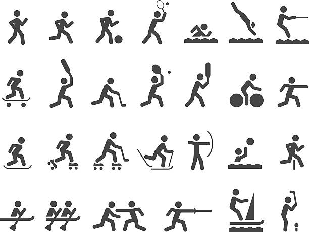 sport-icon-set - gehen sportdisziplin stock-grafiken, -clipart, -cartoons und -symbole