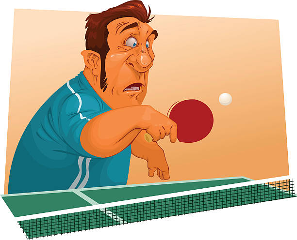 table tennis player vector illustration of a table tennis player with a tennis racket in his hand table tennis funny stock illustrations