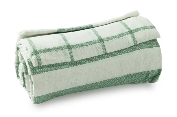 istock White and Green Kitchen Towel on White Background 600680778