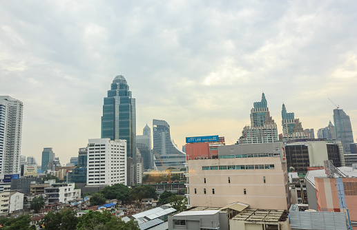 Bangkok,Thailand - September 22,2015:Landscape high view of the city in bangkok at daytime.