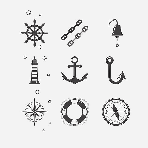 ilustrações, clipart, desenhos animados e ícones de ícone negro do mar - fishing industry fishing nautical vessel buoy