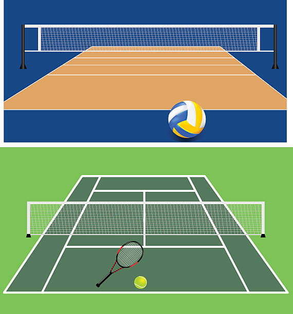 zestaw stadionów - tennis ball tennis racket tennis vertical stock illustrations