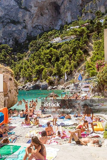 Marina Piccola Beach On Capri Island In Italy-foton och fler bilder på Amalfikusten - Amalfikusten, Capri, Fotografi - Bild
