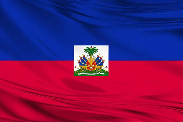 Photo of Haiti flag blowing in the wind