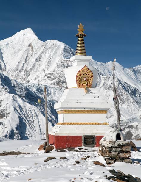 istock Ganggapurna from Ice Lake and Stupa 600689866