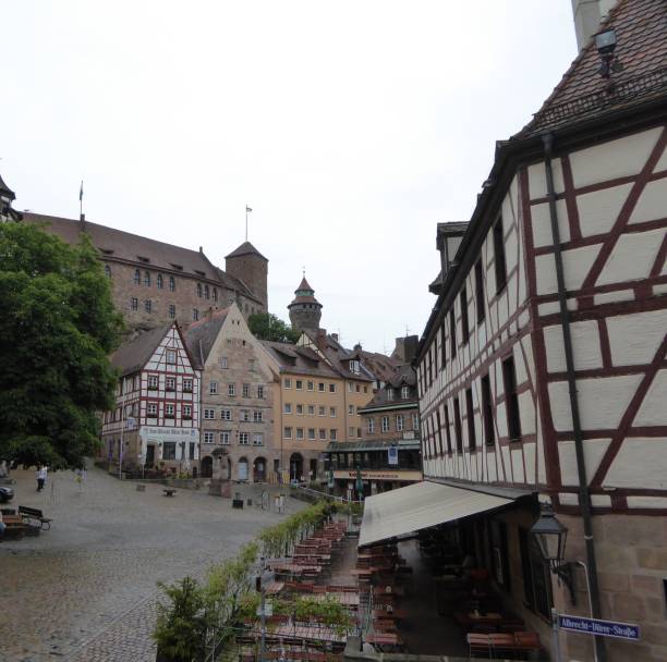 istock Nurenberg Albert Durer Strasse cafe's in the rain 600691440