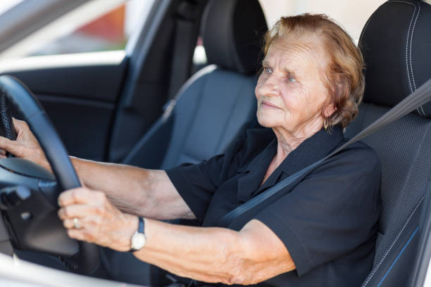 istock Elderly woman behind the steering wheel 600691680