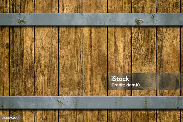 Metal Rings With Rivets On Old Barrel Stock Photo - Download Image Now - Barrel, Wood - Material, Textured
