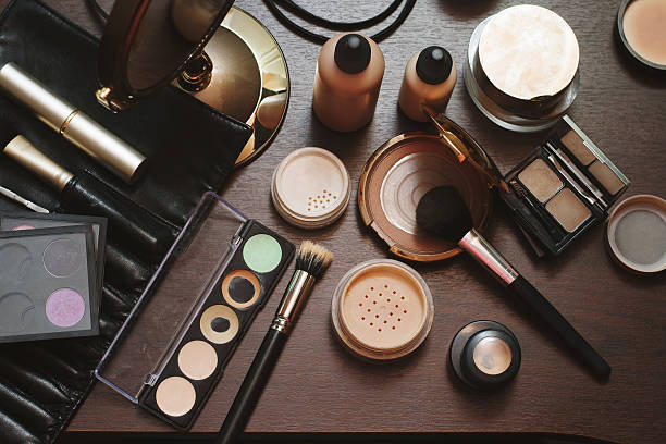 istock Set of decorative cosmetics . Eye shadows, bronzer,concealer,colour correctors. 600696616