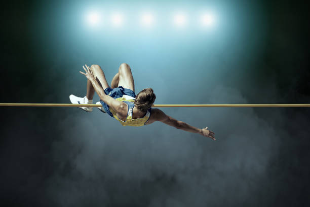 Athlete in action of high jump. Athlete in action of high jump. high jump stock pictures, royalty-free photos & images