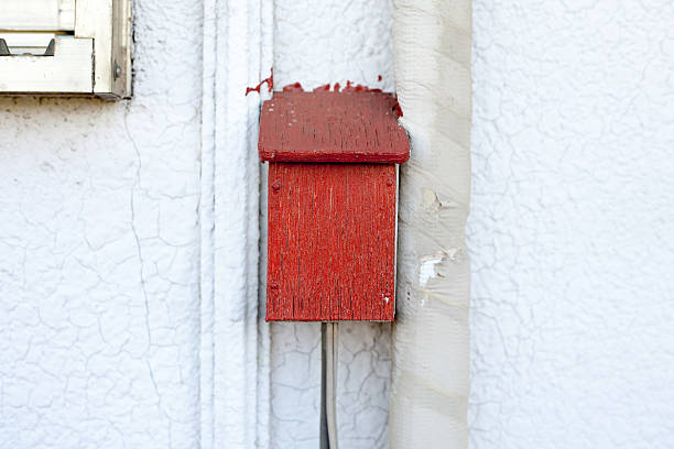 istock Handmade wooden box on the exterior wall 600698876