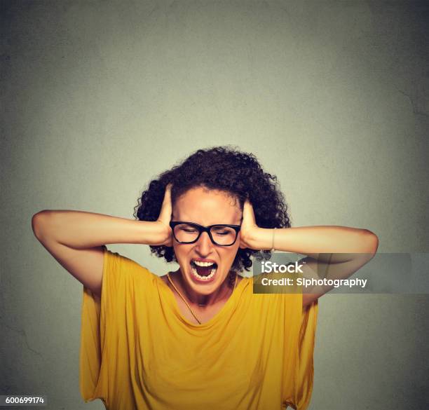 Stressed Young Woman Screaming Stock Photo - Download Image Now - Mother, Screaming, Shouting