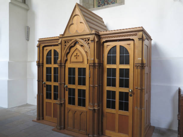 Confessional of the Cathedral of Saint-Cyr de Nevers - France.
