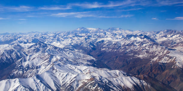 Andean mountains. Aerial photo Range of the Andes between Argentina and Chile andes mountains chile stock pictures, royalty-free photos & images