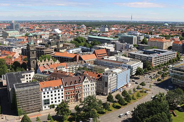 istock Panoramic view of Hannover, Germany. 600700082