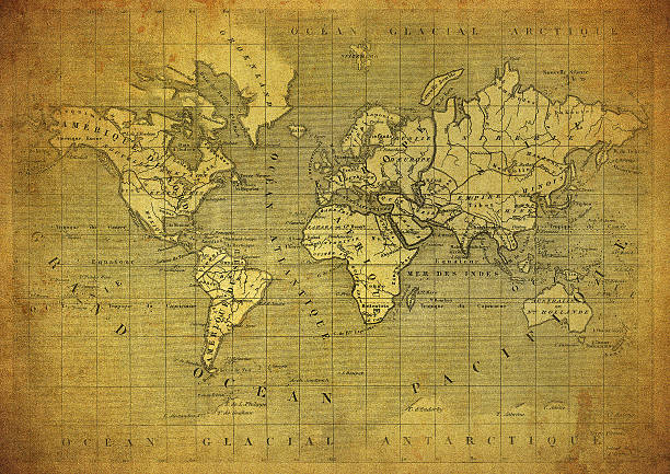 istock vintage map of the world published in 1847 600700886