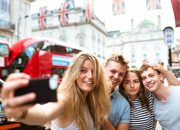 istock friends take a selfie in piccadilly circus 600991236