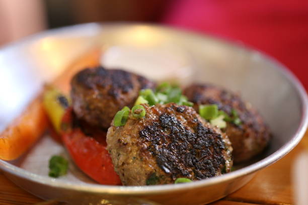 meatballs in a dish. - red meat meat dish grilled rare imagens e fotografias de stock