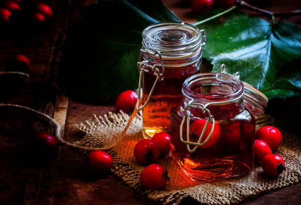istock Medicinal alcoholic tincture of hawthorn berries 600994254