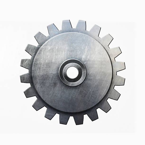 istock metal gear on isolated white background. 600999486