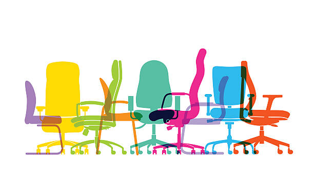 krzesła biurowe  - office chair chair office furniture stock illustrations