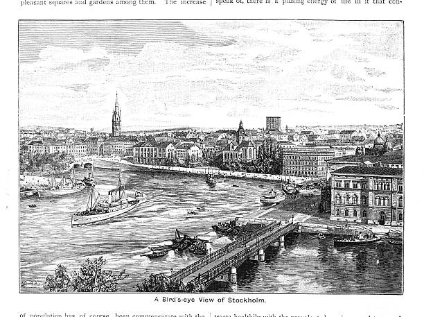 istock Victorian illustration Birdseye View of Stockholm 1893 601001604