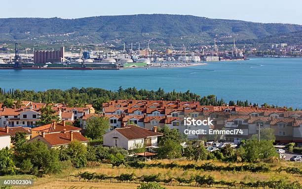 Ankaran And The Koper Seaport In The Background Stock Photo - Download Image Now - Municipality of Ankaran, Adriatic Sea, Backgrounds