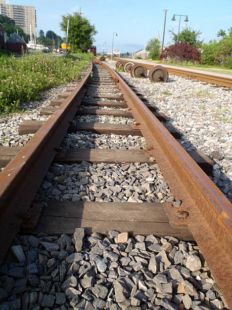istock Railroad tracks running into distance 601008104