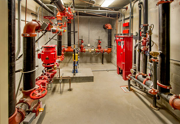 istock Sprinkler Control Room with Pumps, Valves, and Standpipes 601008604