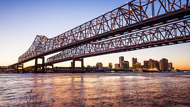 istock Crescent City Connection Bridge & New Orleans City Skyline, Night 601009432