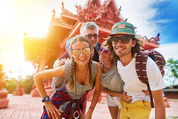 istock tourists posing in front of temple in koh samui thailand 601012836
