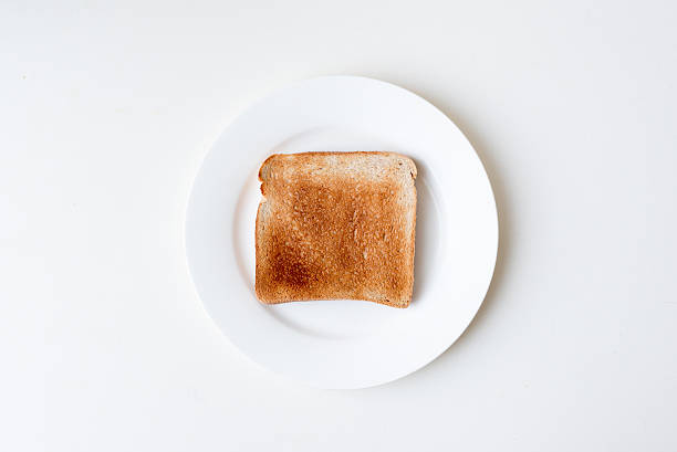 istock Dry toast on white plate from above 601013498