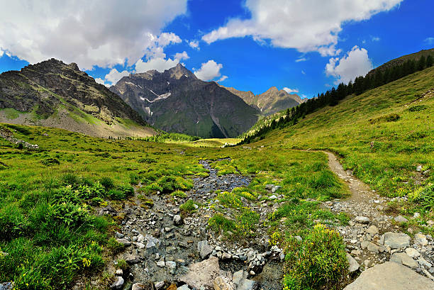 Hiking path in mountains close to edge