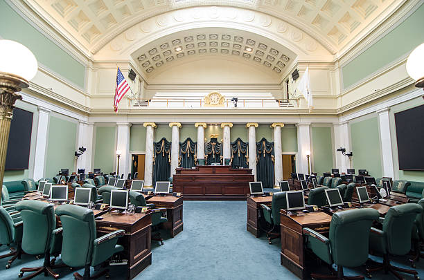 istock Senate chamber in Providence State House 601017438