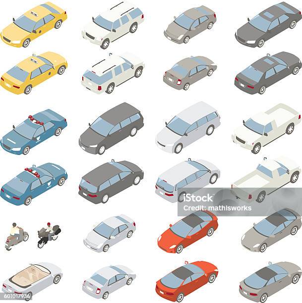 Flat Isometric Cars Stock Illustration - Download Image Now - Car, Isometric Projection, Illustration