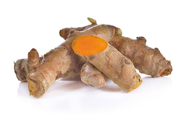 istock Fresh turmeric slices isolated on white 601019844