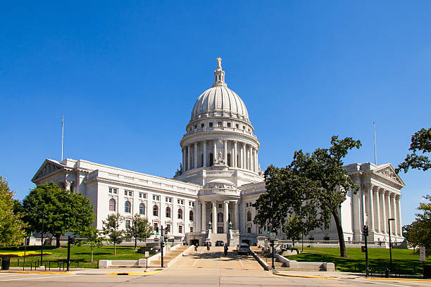 State Capitol of Wisconsin, Madison, USA State Capitol of Wisconsin, Madison, USA. Wisconsin is a tributary of the Mississippi River in Wisconsin, a midwestern state in north central United States wisconsin state capitol photos stock pictures, royalty-free photos & images