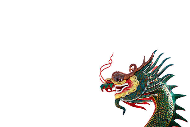 style chinois dragon statue isolé sur fond blanc - thailand animal asia bayonet photos et images de collection