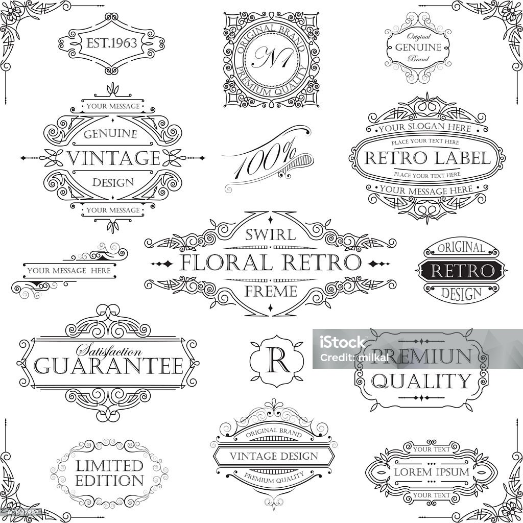 Retro frame set Collection of different ornate frame design.File contain EPS8 and large JPEG. Ellipse stock vector