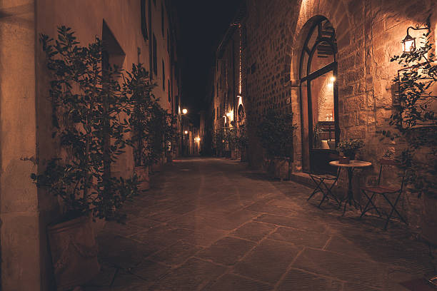 istock Old european city at night 601024960