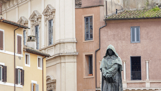 Giordano Bruno statues in Campo de Fiori, Rome, Italy
