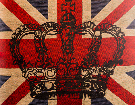 British flag on cotton, A crown in the middle.