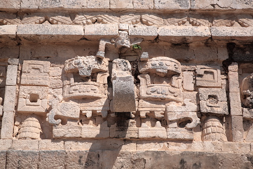 Mosaic Masks On La Iglesia Temple Chichen Itza Mexico Stock Photo -  Download Image Now - iStock