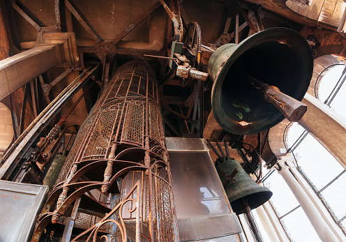 Huge bells inside San Marco Campanile, Venice, Italy