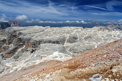 Mesules plateau from Piz Boe, Sella group, Italian Dolomites