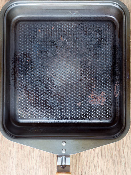 istock Top view of a square used iron pan 601031672