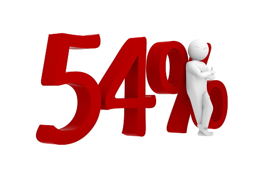 3d human leans against a red 54%
