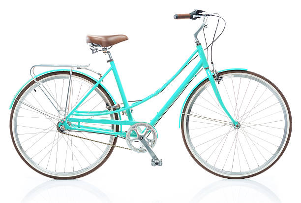 istock Stylish womens blue bicycle isolated on white 601033792