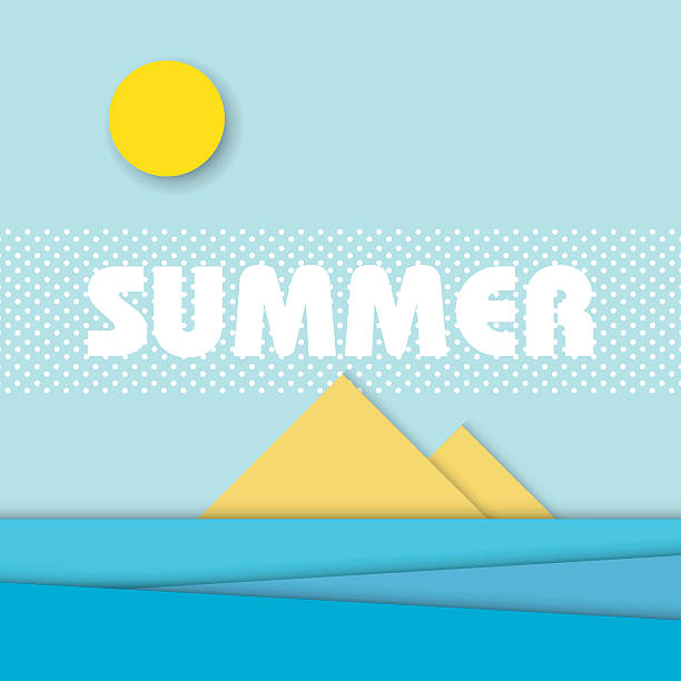Material design style summer landscape vector illustration. Holiday tropical island vector art illustration