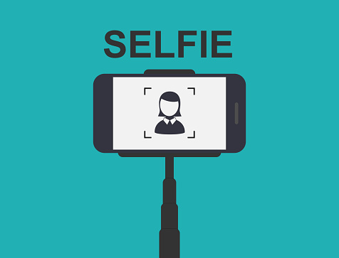 Smartphone Selfie. Tool Monopod. Vector Illustration.